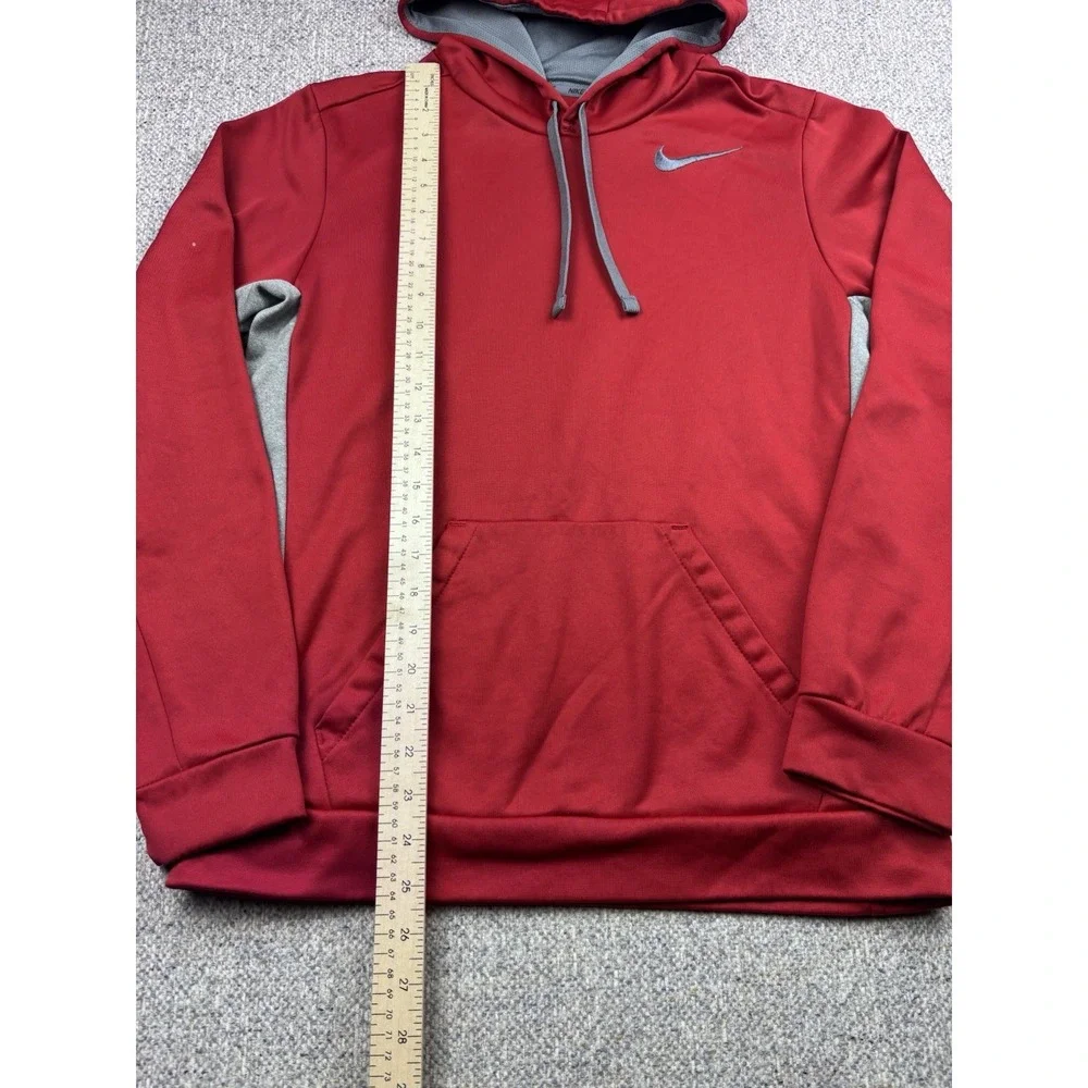 Nike Red Gray Therma‎ Fit Pullover Hoodie Sweatshirt Men Small